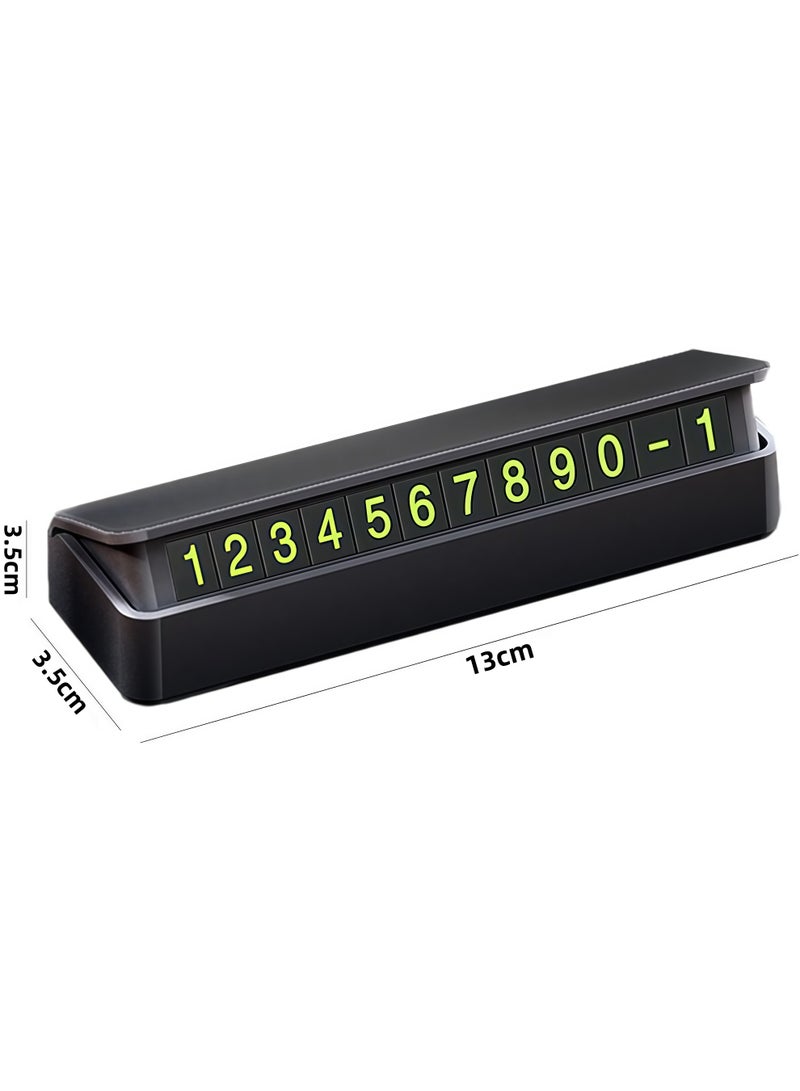 Lesha Temporary Parking Card Number Plate for Car, Parking Numbers Card with Hidden Telephone Number, Car Stop Accessories Temporary Number Sign Plate (Black) - Image 2