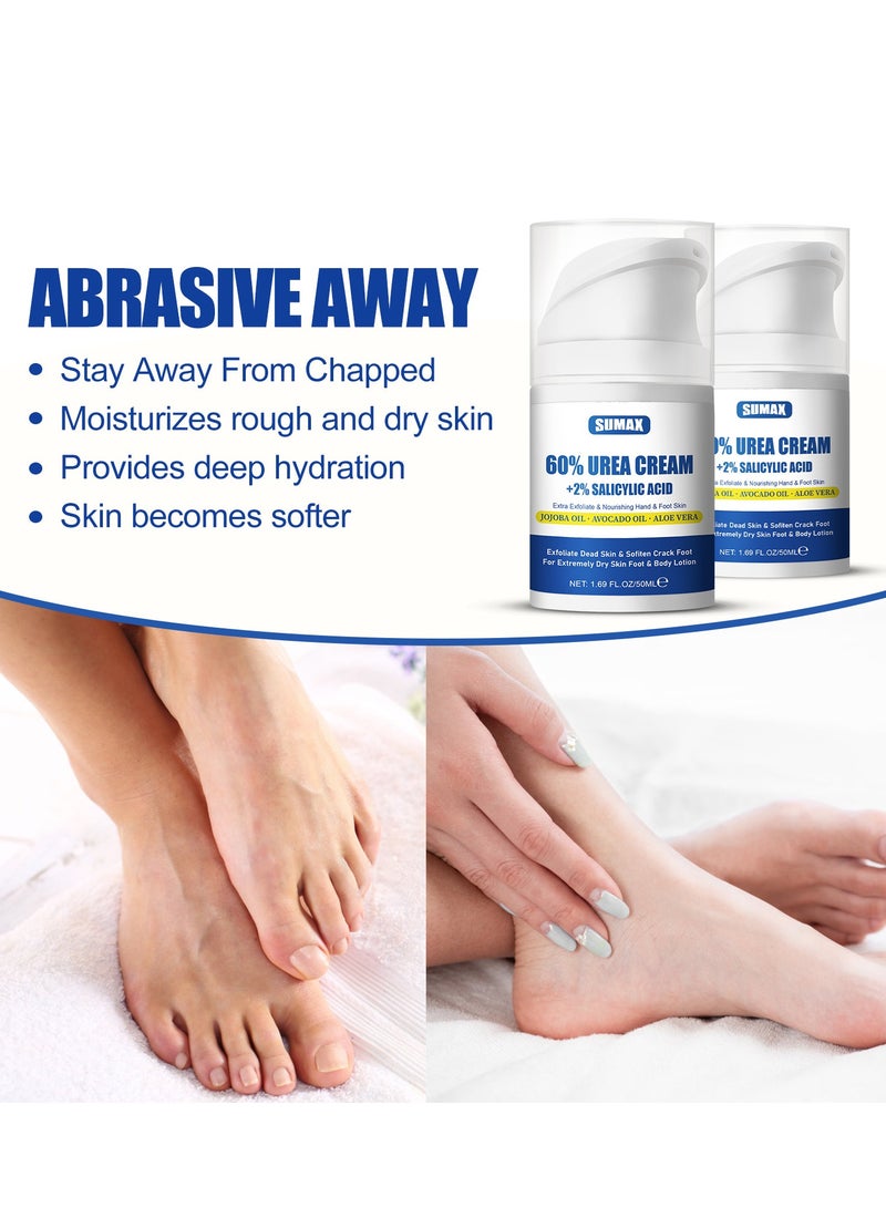 LANEMAY 60% Urea Foot Cream with 2% Salicylic Acid, Azonee Intense Hydration Moisturizer for Dry Cracked Feet, Hands, and Body, Softens and Exfoliates Dead Skin, 50ml - Image 3