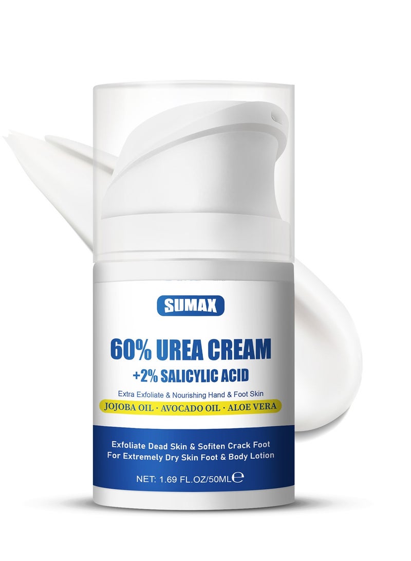LANEMAY 60% Urea Foot Cream with 2% Salicylic Acid, Azonee Intense Hydration Moisturizer for Dry Cracked Feet, Hands, and Body, Softens and Exfoliates Dead Skin, 50ml - Image 1