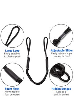 KASTWAVE Dock Line Rope, Boat Bungee Dock Lines 2 Pack 4 ft Mooring Rope Boating Dock Accessories Quick Docking Non-Jerking Great Boating Gifts For Men Pontoon, Kayak, Fishing Boat Durable  - Image 2
