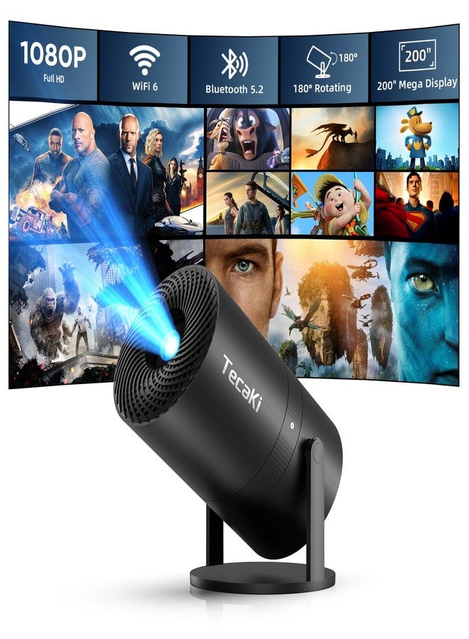 Tecaki [Built-in Apps] Mini Portable Projector with WiFi and Bluetooth, Movie projector 1080P HD Supported, Auto Keystone Correction, 180° Rotatable, Compatible with TV Stick, HDMI, USB, Phone - Image 1