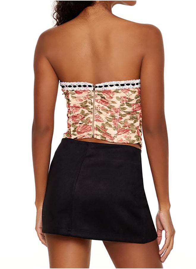 FOREVER 21 Ribbon-Trim Floral Tube Top  - Image 3