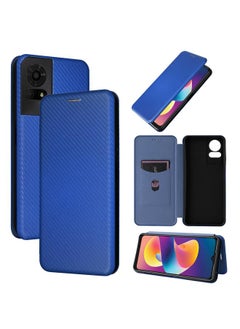For TCL 50 LE 5G Carbon Fiber Texture Flip Leather Phone Case(Blue)