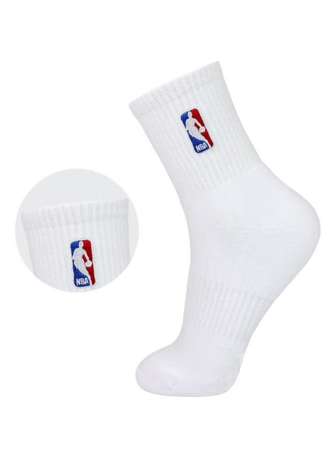 NBA Men'S Mid-Calf Casual Sports Socks With Terry Bottom, Thickened Cotton, Non-Slip, For Running And Basketball, 3 Pairs - Image 2