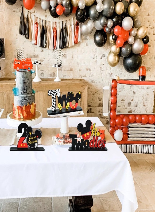 تونيفول مستلزمات حفلات عيد الميلاد الثاني من تونيفول، قطع مركزية للطاولة - تصميم مستوحى من الفأر الأحمر، مصنوعة من الخشب المتين، هدايا حفلات عيد الميلاد الثاني للأطفال بعمر سنتين (4 قطع) - Image 4