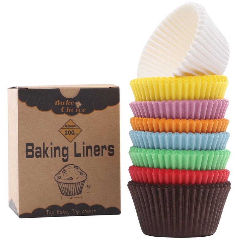 Bake Choice 200pcs Standard Rainbow Cupcake Liners for bakingfoodgrade cupcake wrappersgreaseproof parchment muffin liners for Christmas decorations