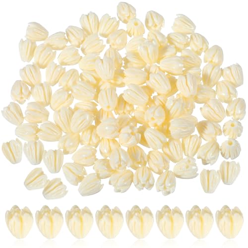 APLZGMG 100 Pcs Ivory Flower White Beads Artificial Jasmine Crown Flower Beads - Image 1