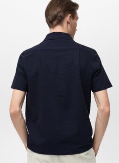 Mango Man Seersucker Cotton Polo Shirt  - Image 2