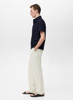 Mango Man Seersucker Cotton Polo Shirt  - Image 3