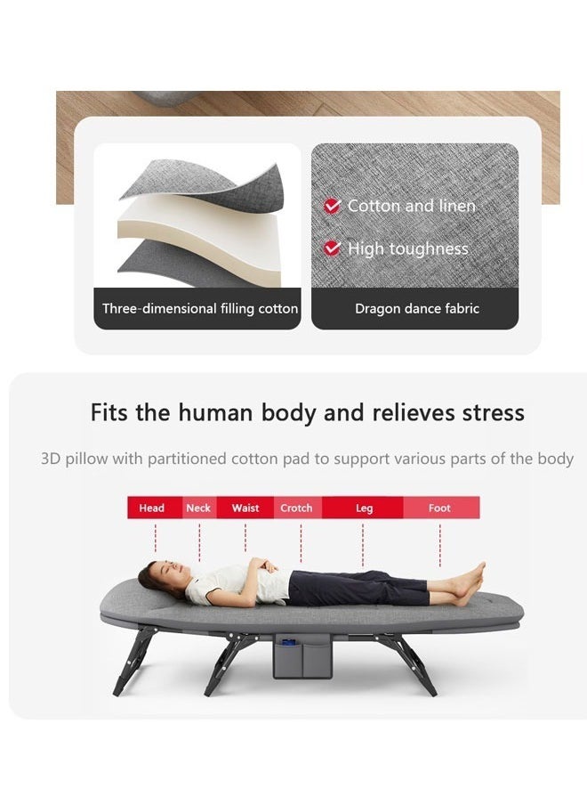 Generic - Portable Folding Bed Folding Adult Camping Bed Single Lunch Bed with 6 Adjustable Positions with Mattress and Pillow Suitable for camping, travelling, room, office, home naps - Image 1