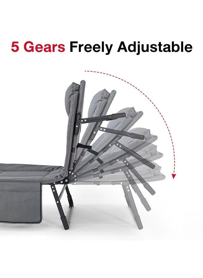 Generic - Portable Folding Bed Folding Adult Camping Bed Single Lunch Bed with 6 Adjustable Positions with Mattress and Pillow Suitable for camping, travelling, room, office, home naps - Image 1