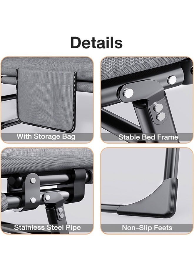 Generic - Portable Folding Bed Folding Adult Camping Bed Single Lunch Bed with 6 Adjustable Positions with Mattress and Pillow Suitable for camping, travelling, room, office, home naps - Image 1