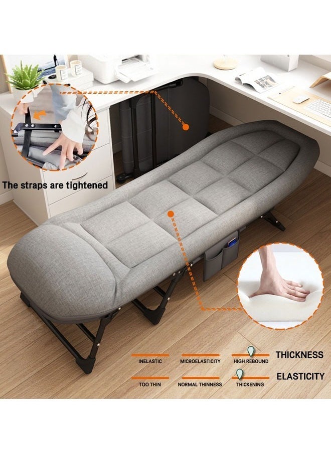 Generic - Portable Folding Bed Folding Adult Camping Bed Single Lunch Bed with 6 Adjustable Positions with Mattress and Pillow Suitable for camping, travelling, room, office, home naps - Image 1