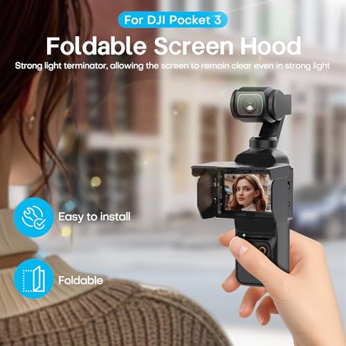 REYGEAK For DJI OSMO Pocket 3 Screen Sun Hood,Pocket 3 Screen Hood Cover,Foldable Gimbal Screen Protective Sunshade for DJI Pocket 3 Accessories - Image 2