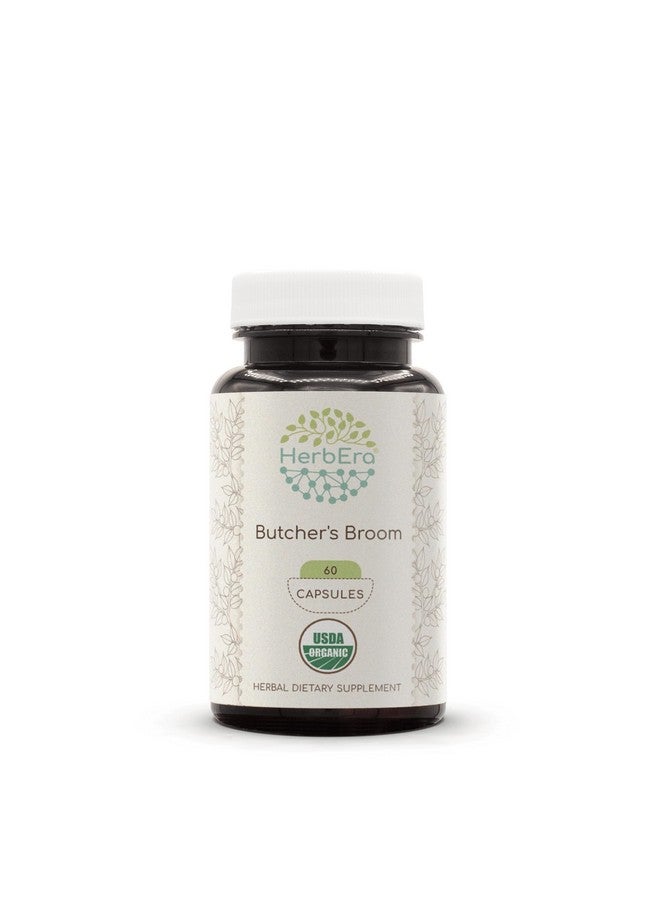 HerbEra Butcher's Broom USDA Organic 60 Capsules | Natural Herbal Supplement | Certified Organic Vegetarian Capsules and Organic Butcher's Broom (Ruscus aculeatus) Dried Root (60 Capsules) - Image 1