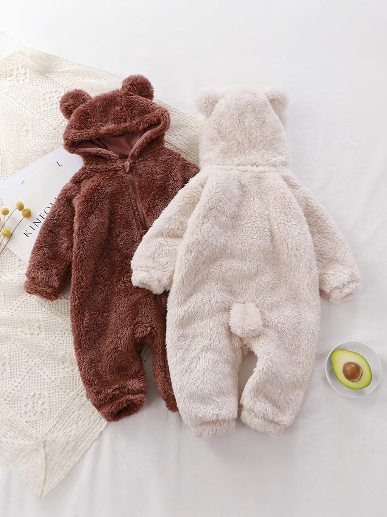 You Zai Tai Baby Winter Romper Fleece Overall Newborn Warm Bear Pajamas Boys Girls - Image 2