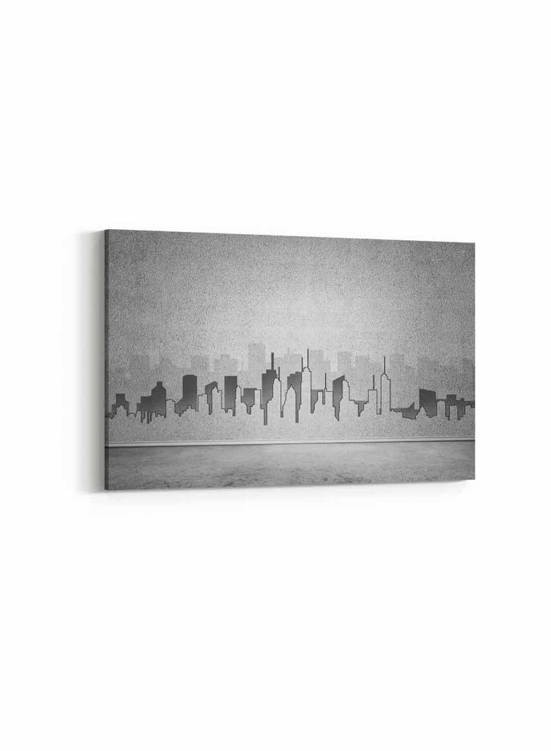 لوحة كانفاس على إطار خشبي، تصميم صورة ظلية للمدينة الحديثة ، للمنزل، غرفة المعيشة، المكتب، الديكور - Image 4