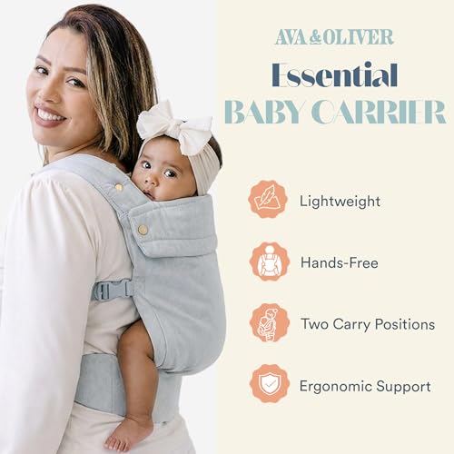 AVA + OLIVER Ava Oliver Essential Baby Carrier Ergonomic HipHealthy Soft Structured Carrier for Infants Toddlers 735lbs Front and Back Carry Breathable Fabric Stylish Lightweight Denim - Image 3