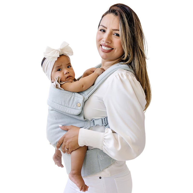 AVA + OLIVER Ava Oliver Essential Baby Carrier Ergonomic HipHealthy Soft Structured Carrier for Infants Toddlers 735lbs Front and Back Carry Breathable Fabric Stylish Lightweight Denim - Image 2