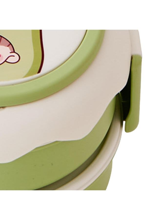 Thoraya Stackable Lunch Box Cute Cartoon Fruit Style Double Layers Handle Design Student Bento Box for Office School Home Avocado  - Image 5