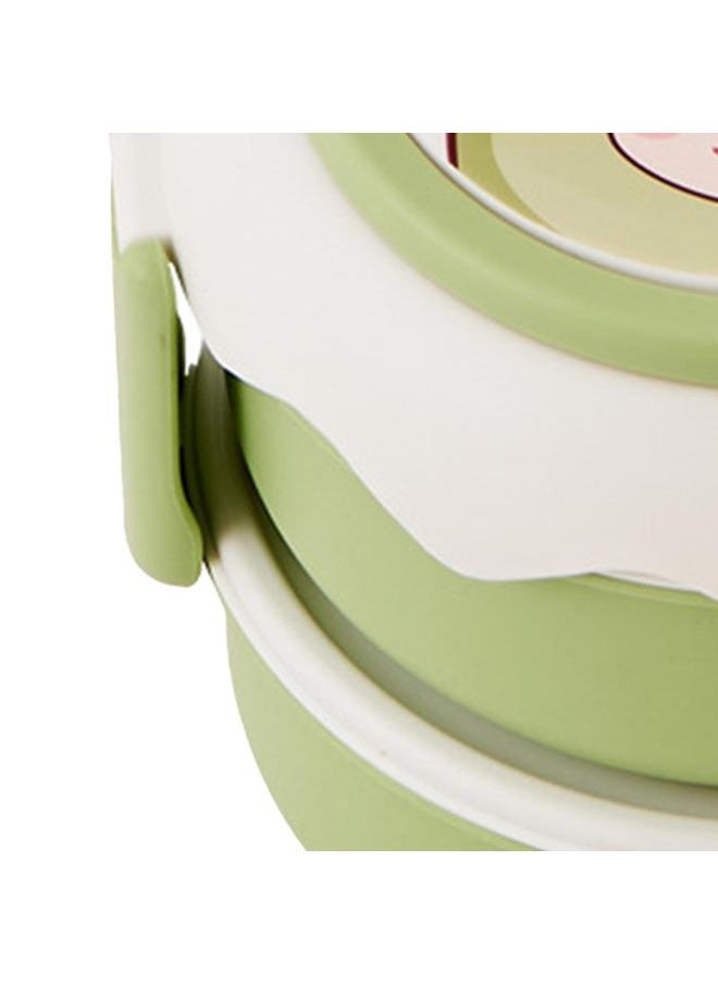 Thoraya Stackable Lunch Box Cute Cartoon Fruit Style Double Layers Handle Design Student Bento Box for Office School Home Avocado  - Image 4