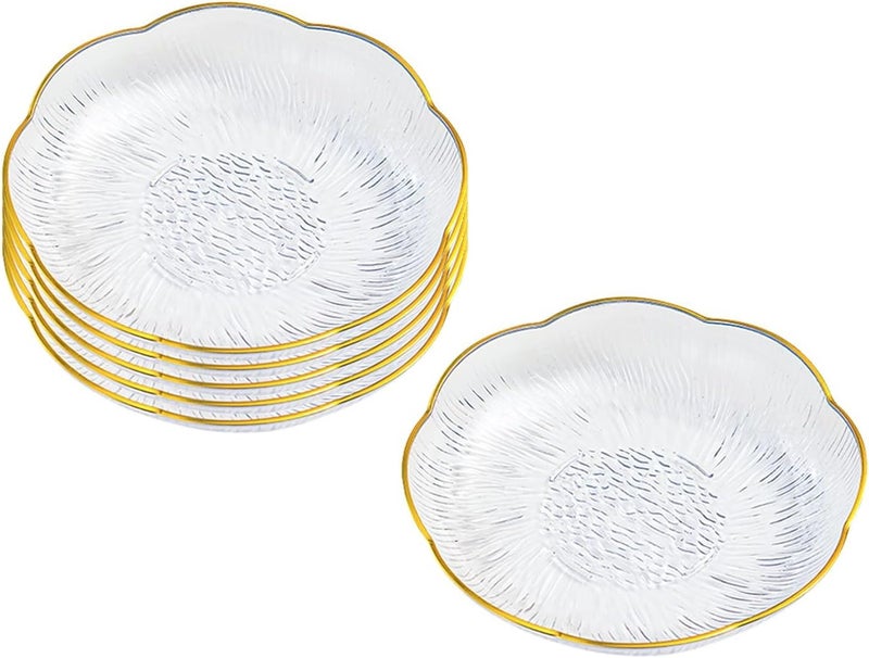 Set of 6 Clear Acrylic Salad Plates, 6 Inch Dinner Dessert Plates, Round Appetizer Plates, Shallow Bowl Dishes for Restaurants, Ideal for Kitchen Pancakes, Steaks, Snacks, Fruits, Partie - Image 1