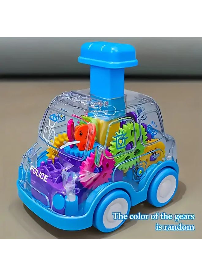 Blue Kids Educational Gear Toy Car Manual Push Action No Batteries Needed - Image 1