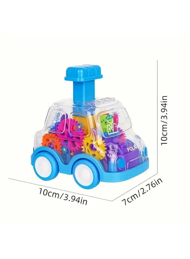 Blue Kids Educational Gear Toy Car Manual Push Action No Batteries Needed - Image 3