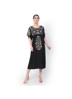 HANA & SARA SHORT BLACK EMBROIDERED ELEGANT CASUAL WEAR ARABIC JALABIYA DRESS  - Image 3