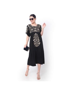 HANA & SARA SHORT BLACK EMBROIDERED ELEGANT CASUAL WEAR ARABIC JALABIYA DRESS  - Image 1