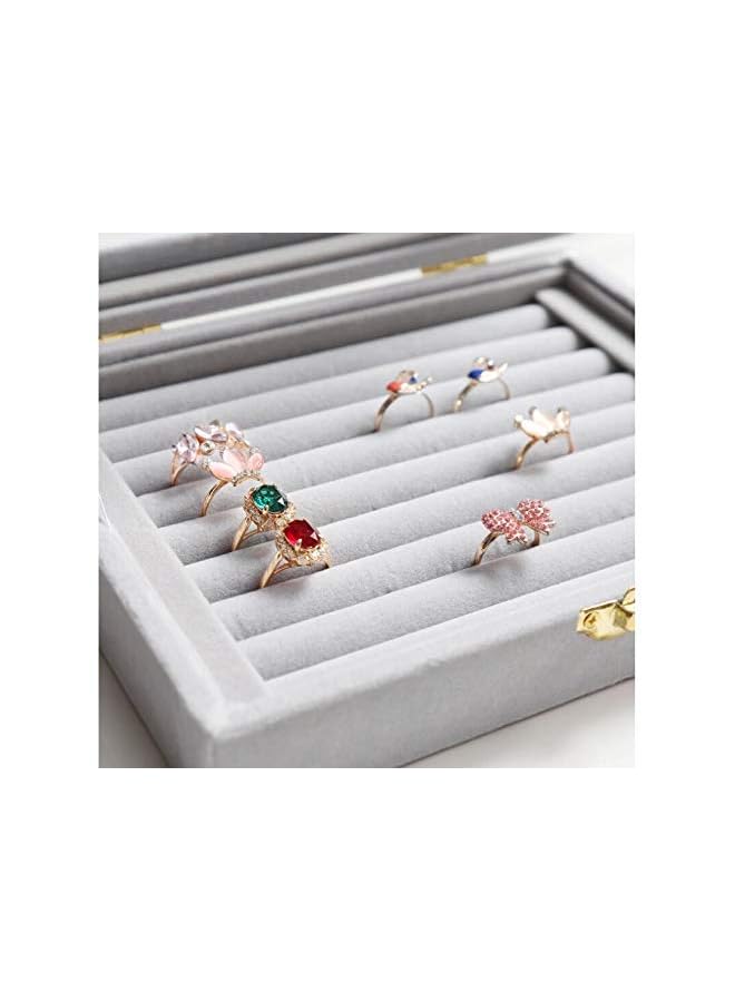 IAF Glass Ring Display Box Jewelry Holder Storage Organizer Case (Ring Box Gray) - Image 3