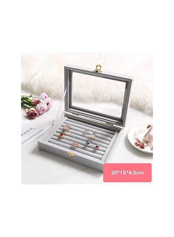 IAF Glass Ring Display Box Jewelry Holder Storage Organizer Case (Ring Box Gray) - Image 2