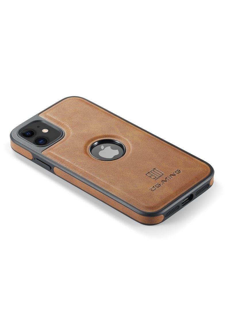 DGMING Case Cover Premium Leather Back with Logo CutOut Shockproof Compatible with  Iphone 11 (Brown)  - Image 3