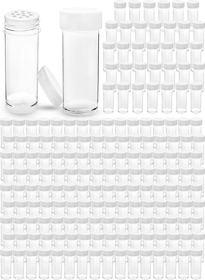 Conagel 180 Pack 1 oz Mini Plastic Spice Jars with White Top Lids Clear Food Grade Seasoning Containers with Sifters for Storing and Dispensing Salt Spices - Image 1