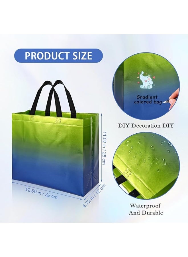 LYNLYN 5 PCS Gradient Glossy Reusable Shopping Bags Laser Coated Aluminized Non-Woven Tote Bags with Handles, Gift Bags for Party, Wedding, Baby Shower, Birthday, Retail Use（20 x 25 x 10cm） - Image 3