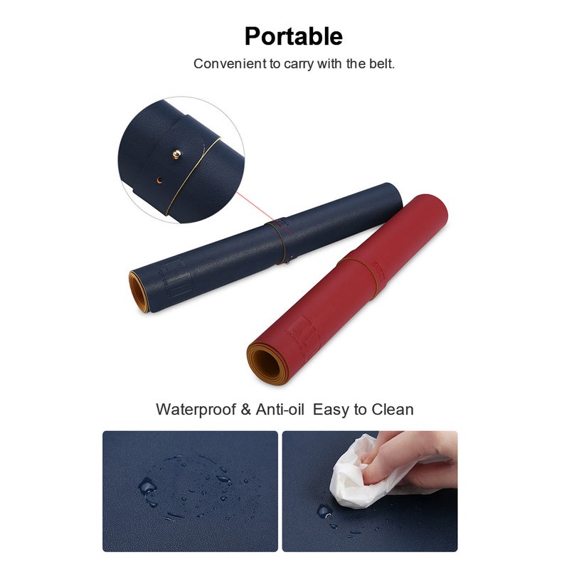 BUBM PU Leather Protector Pad Pad Mat Desk Writing Mat Waterproof Anti-oil for Office and Home(Grey&Silver, S) - Image 3