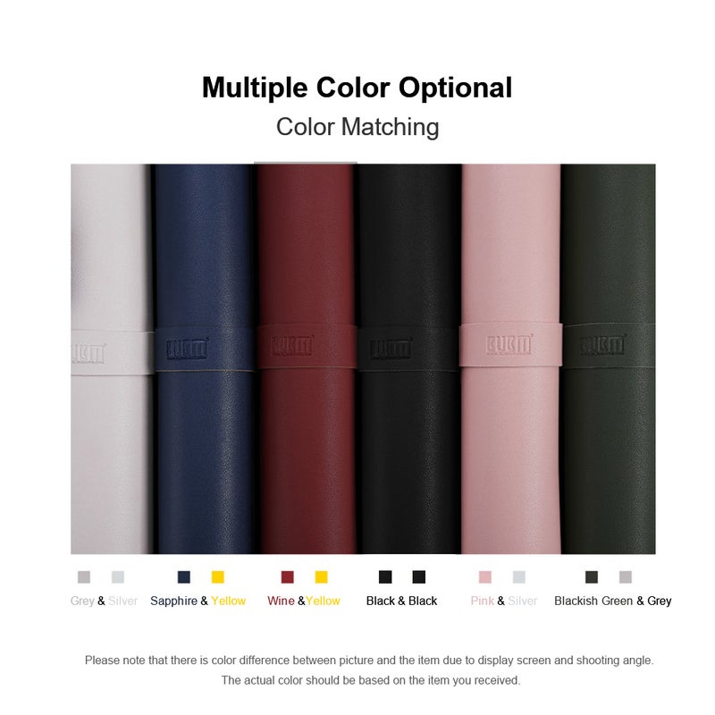 BUBM PU Leather Protector Pad Pad Mat Desk Writing Mat Waterproof Anti-oil for Office and Home(Grey&Silver, S) - Image 2