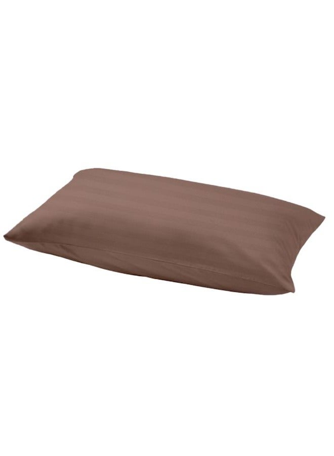 بيفت غطاء وسادة توليب (بني داكن) مع شريط ساتان 1 سم (52 × 73 + 12 سم - مجموعة من قطعة واحدة) 100% قطن، أغطية سرير ناعمة وفاخرة بجودة الفنادق - 300 TC - Image 3