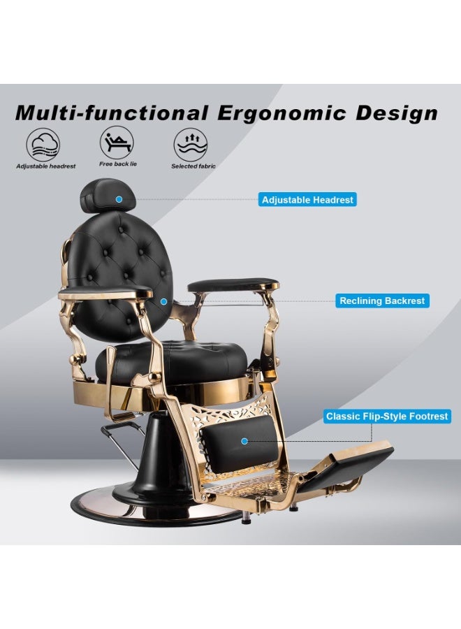 Meishida Barber Chair Heavy Duty Metal Frame, Large Pump Hydraulic, Swivel & Reclining Chair  - Image 2