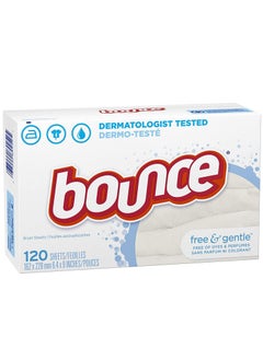 Bounce Free & Gentle Fabric Softener Dryer Sheets, Unscented and Hypoallergenic for Sensitive Skin, 120 Count