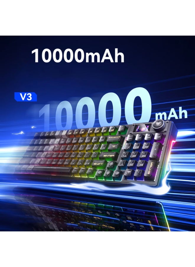 AULA لوحة مفاتيح ميكانيكية للألعاب F98 Pro V3 لاسلكية مع مفتاح كراميل لاتيه وشاشة ذكية TFT بحجم 1.14 بوصة ثلاثية الوضعية بلوتوث / 2.4GHz / USB-C قابلة للتبديل مع إضاءة خلفية RGB مع عزل صوتي من خمس طبقات لجهاز الكمبيوتر ماك - Image 5