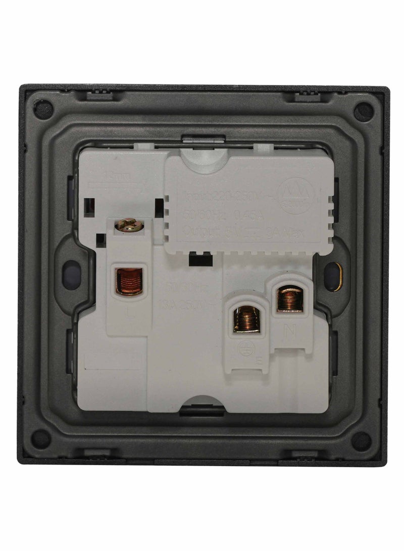 Donmarco Single MF Socket 13A USB + Type-C (5V 3.1A) – Ultra Thin Glass, Fire-Resistant Electric Outlet , 3-Year Warranty Fast Charging, Multi-Function (Matt Grey) | Power Outlet  - Image 4