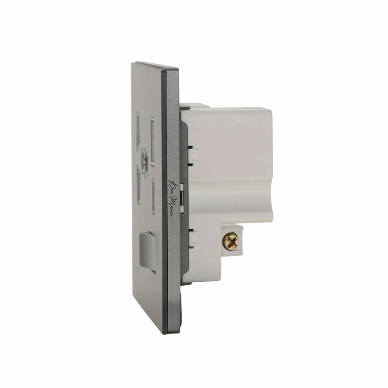 Donmarco مقبس MF مفرد 13A USB + Type-C (5V 3.1A) – زجاج فائق النحافة، مقبس كهربائي مقاوم للحريق، ضمان 3 سنوات، شحن سريع، متعدد الوظائف (رمادي مطفي) | مقبس طاقة - Image 3