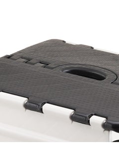 MARKWELL Markwell Plastic Multipurpose Moveable Portable 120 kg Capacity Folding Stool 18 Inch Height Black White  - Image 3