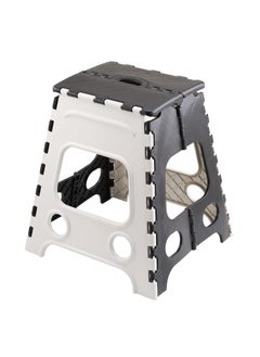 MARKWELL Markwell Plastic Multipurpose Moveable Portable 120 kg Capacity Folding Stool 18 Inch Height Black White  - Image 1