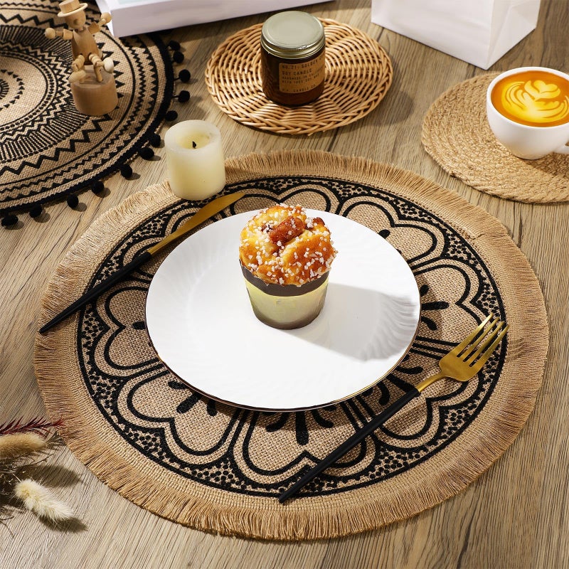 Anglechic 15 Pcs Boho Wall Basket Decor Brown Woven Rattan Seagrass Decor Hanging Rustic Farmhouse Western Wall Art Decoration for Nursery Living Room Bedroom Home Kitchen - Image 5