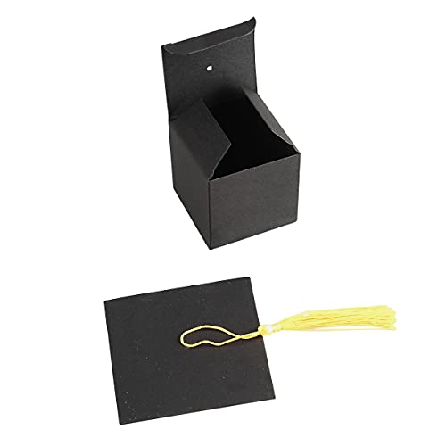 BinaryABC Graduation Candy Boxes Party Favors,Graduation Cap Gift Box with Tassel,15Pcs(Black) - Image 4