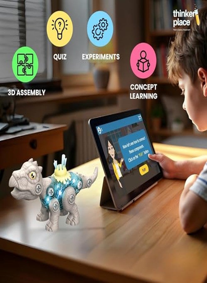 ThinkerPlace DIY Sliding Dinosaur Kit Stegosaurus with Light & Sound | Learn About Fossils | Take Apart Dinosaur Toys | Build, Play & Learn | Toy for Kids Age 4+ | Science & Learning Toy - Image 3