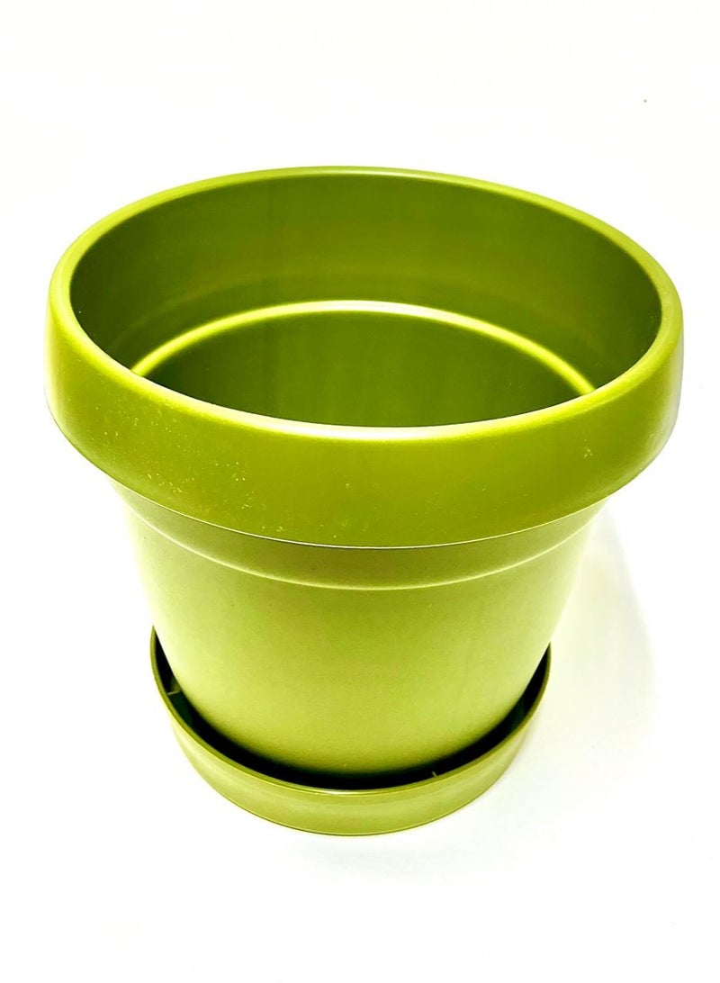 بوليوورك وعاء للنباتات والزهور,  اناء ديكور داخلي, مقاس 34 سم دائري, لون أخضر شامل الصينية 4 فتحات تصريف  مانوليا بوليورك  - Image 3