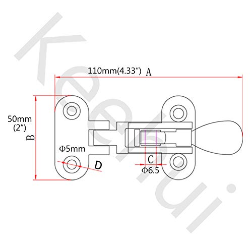 keehui Pair Marine Grade 316 Stainless Steel Anti-Rattle Lockable Hold Down Clamp Latch - Image 2